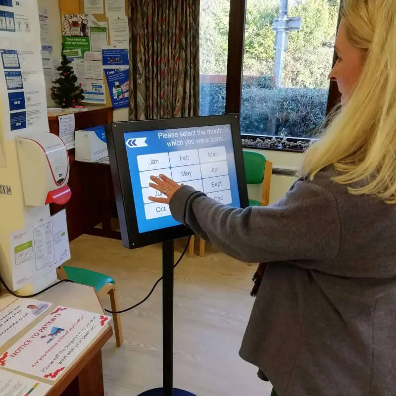 Zytronic touch sensors used in check in screen at a doctors surgery