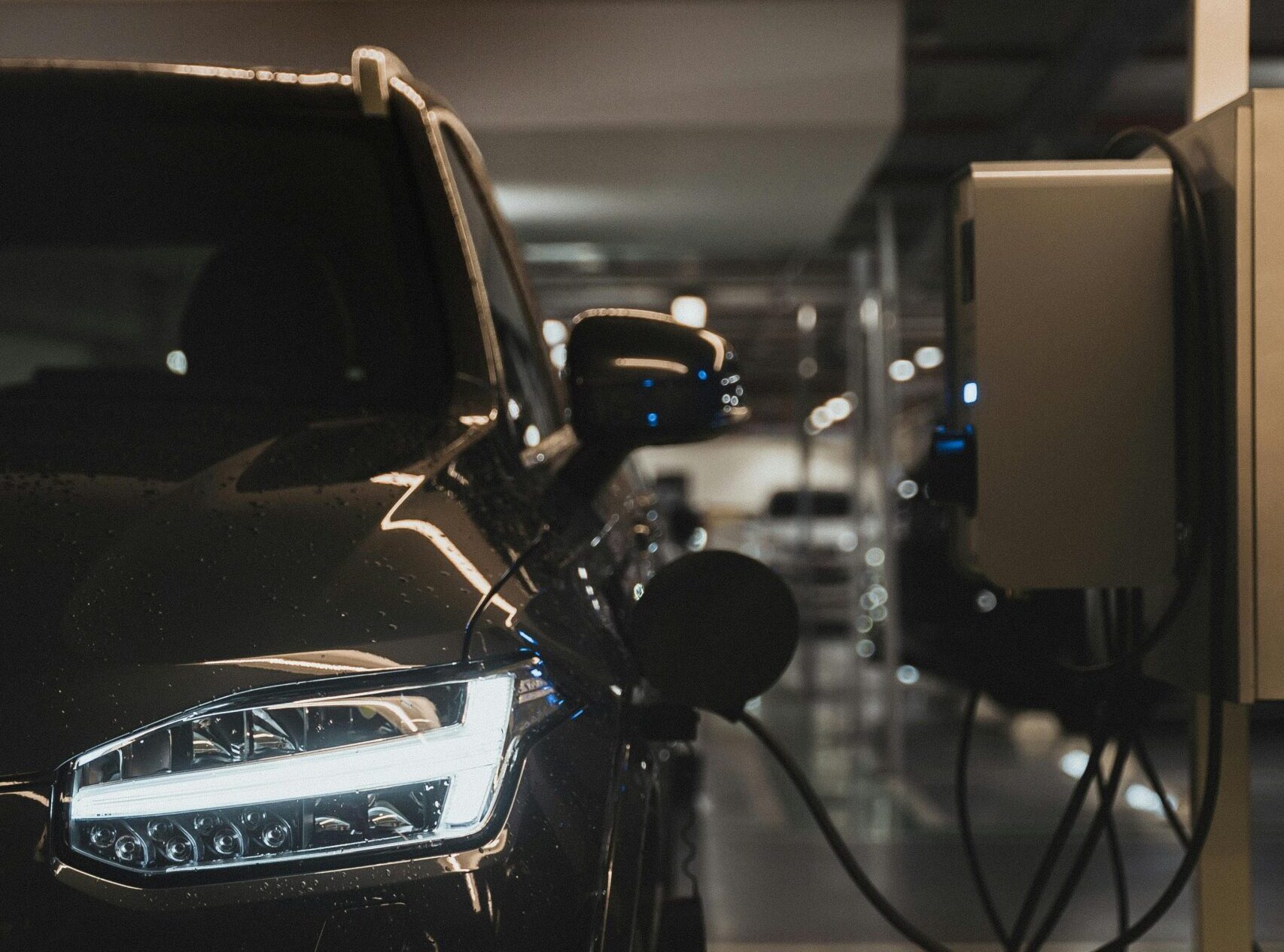 An electric car being charged